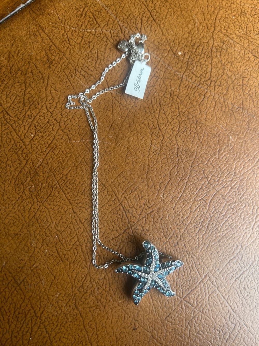 Brighton Silver Starfish Necklace with Light Blue Crystals